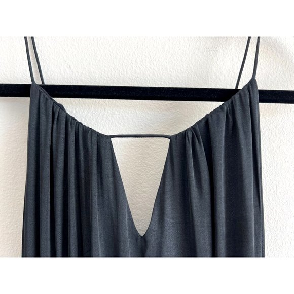 Black Satin Formal Wedding Guest with Drawcord and Cutout Neckline size Large - Picture 3 of 16